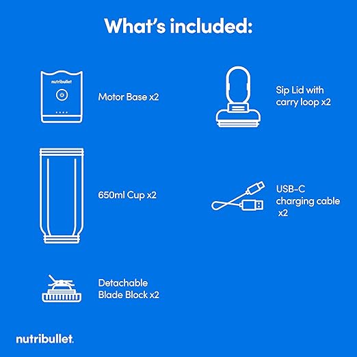 nutribullet Flex portable blender 22oz 2Pack NBPB30200AKAW Black &amp White