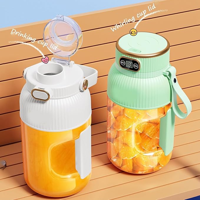 Multifunctional Portable Juicer Cup with Digital Display Portable Smoothie Blender on the Go Portable Blender USB Rechargeable Juice Cup Blender (M01)