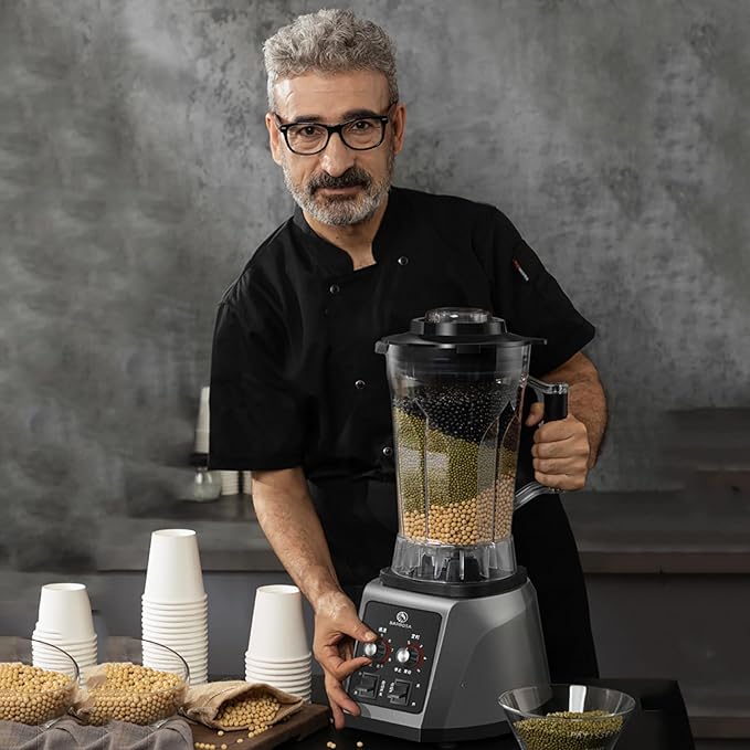 2200W Commercial Blender 5.5L Fully Automatic Soy Milk Maker Machine Large Capacity Nut Processor Machine Smoothie Blender Quiet Wall Breaking Machine with 8 Page Blade