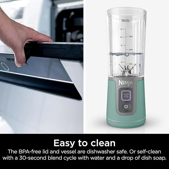 Ninja Blast 16 oz. Personal Portable Blender with Leak Proof Lid and Easy Sip Spout Perfect for Smoothies Cordless USB-C Rechargeable Dishwasher Safe Parts (Renewed) (Forest Green)