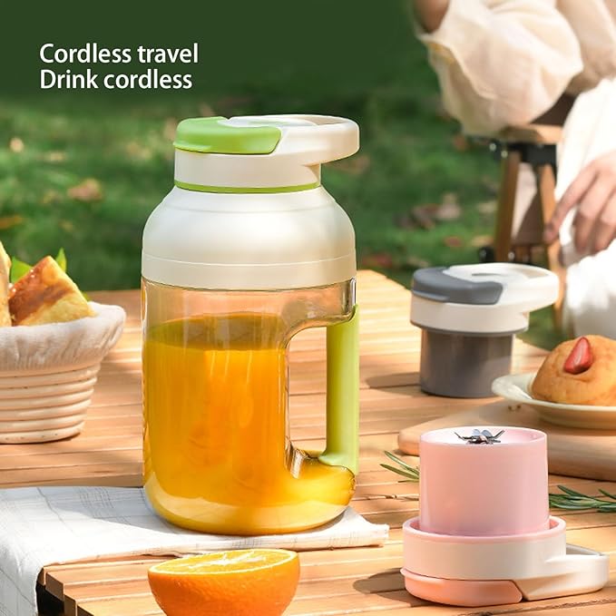 Portable Blender Ice Crushing Powerful 10 Blades Blender for Shakes and Smoothies Mini Cordless Juicer Mixer Cup with Travel Lid and Straw for Sports Travel Hiking Green