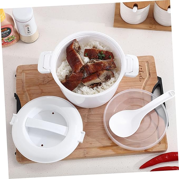 Rice Cooker Rice Maker for Microwave Food Storage Bowl Microwave Bowl with Lid Microwave Rice Pots Microwave Rice Cooking Microwave Steamer Basket Travel Pasta Insulation Plastic