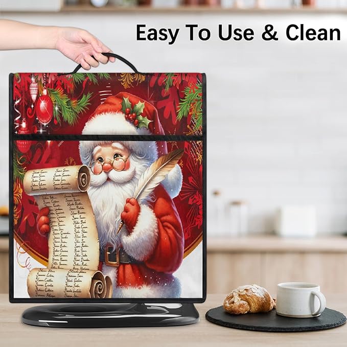 cfpolar Kitchen Aid Mixer Cover Compatible with 6-8 Quarts Santa Claus Christmas Ball Stand Mixer Cover Kitchen Aid Mixers Accessories Appliance Organizer Bag Dust Covers with Zipper Pocket