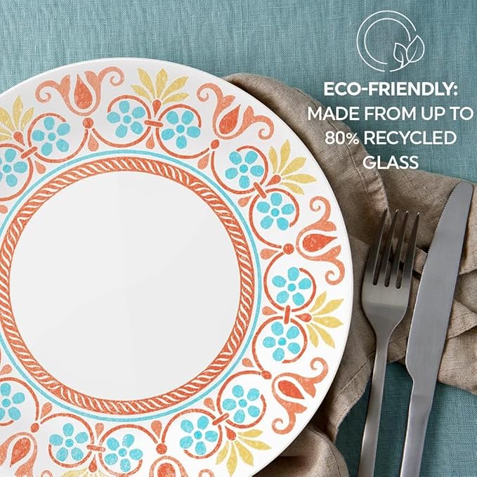 Corelle Terracotta Dreams Dinnerware Set for 6 18 Pieces Dinner Plates Appetizer Plates and 18 Oz Bowls Dishwasher Microwave and Freezer Safe Proudly Made in the USA