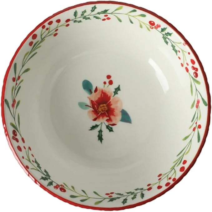 Merry Meadow Red 12-Piece Stoneware Dinnerware Set