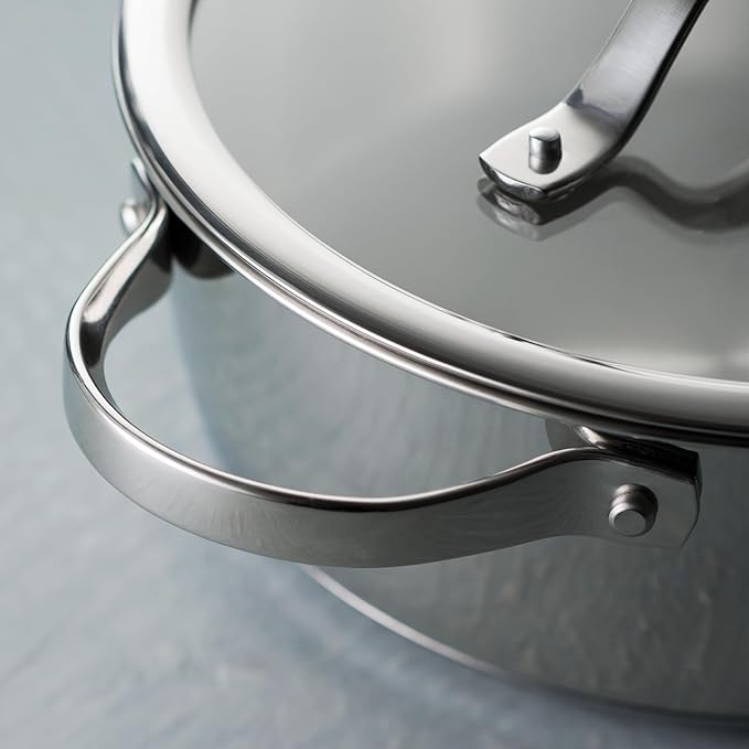Tramontina Tempo Tri-Ply Base Stainless Steel 6-Quart Braiser Pan with Glass Lid Induction-Ready Oven-Safe Dishwasher-Safe