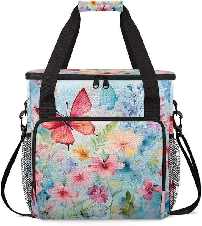 Abstract Butterfly Coffee Maker Carrying Bag Watercolor Butterfly Travel Storage Bag Compatible with K-Mini or K-Mini Plus Single Serve Coffee Brewer Carrying Case with Pockets &amp Shoulder Strap