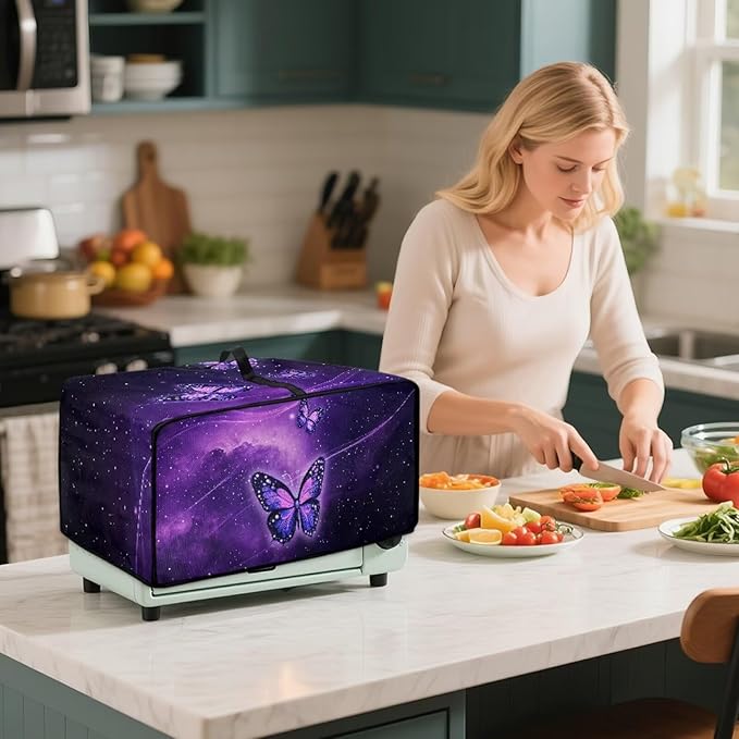 Butterfly Starlight Toaster Oven Cover with Storage Pockets Multipurpose Microwave Air Fryer Kichen Appliances Protective Covers Essential for Everyday Home Kitchens