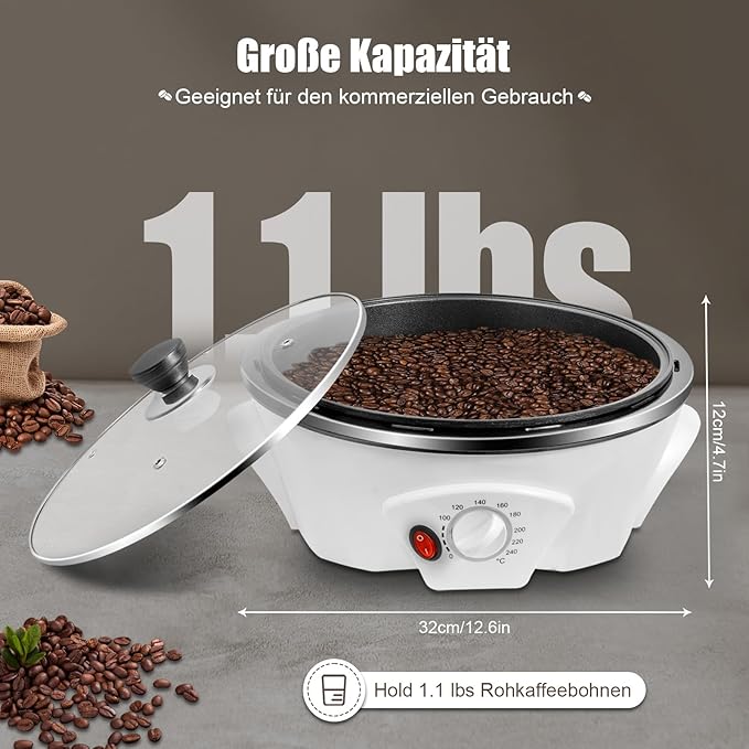 Coffee Roaster Baker Electric Coffee Bean Roasting Machine 32-464℉ Household Beans Baking Machine 1.1lbs Capacity