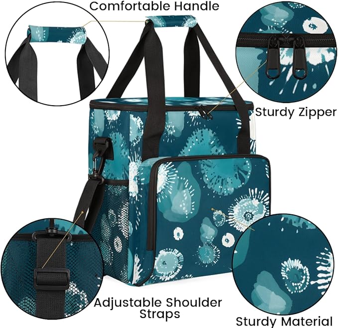 Colorful Powder Coffee Maker Carrying Bag Watercolor Explosion Travel Storage Bag Compatible with K-Mini or K-Mini Plus Single Serve Coffee Brewer Carrying Case with Pockets &amp Shoulder Strap
