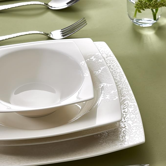 Karaca New Flava 24 Piece Porcelain Dinnerware Set for 6 People Elegant Porcelain Dishware with Dinner Pasta Side Plates Bowls Kitchen Essentials Durable Resistant Ideal for Dinner Serving