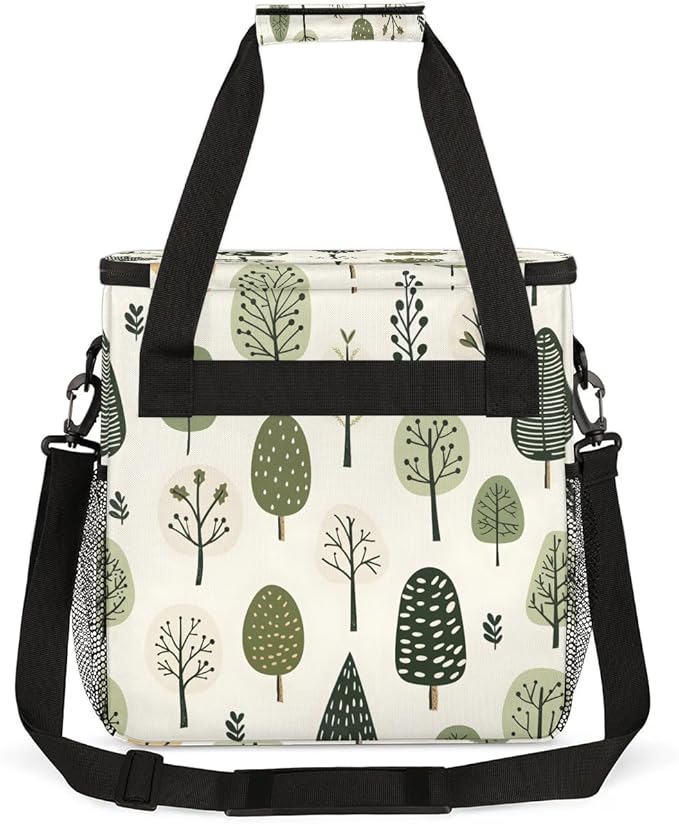 Cute Trees Print Coffee Maker Carrying Bag Compatible with K-Mini or K-Mini Plus Portable Single Cup Coffee Maker Case with Pockets for K Cup Pods