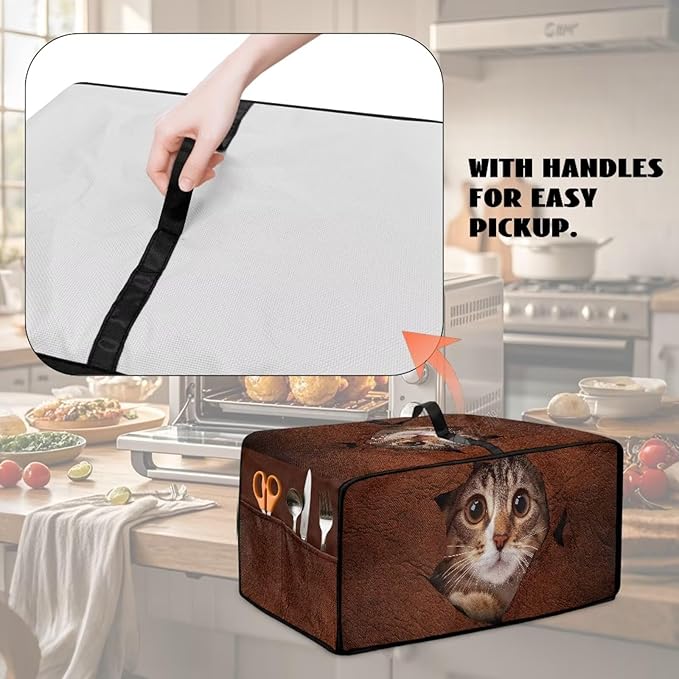 Doojoayie Cat Toaster Cover 6 Slice Universal Fit Small Appliance Covers with Top Handle Design Kitchen Decoration Gift for Mother Wife or Anyone Who Loves to Cook