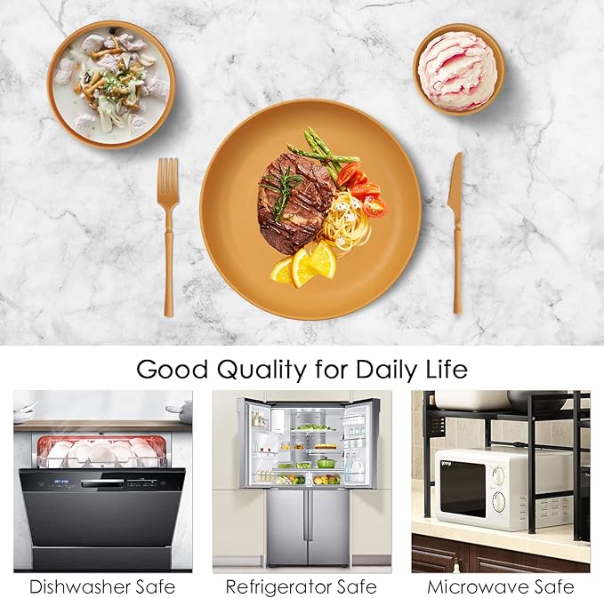 66 Pcs Dinnerware Sets Unbreakable Plates and Bowls Sets Reusable Dinnerware Sets for 6 People Travel Camping Picnic Home Party Cutlery Set Dishwasher Microwave Safe Dishes