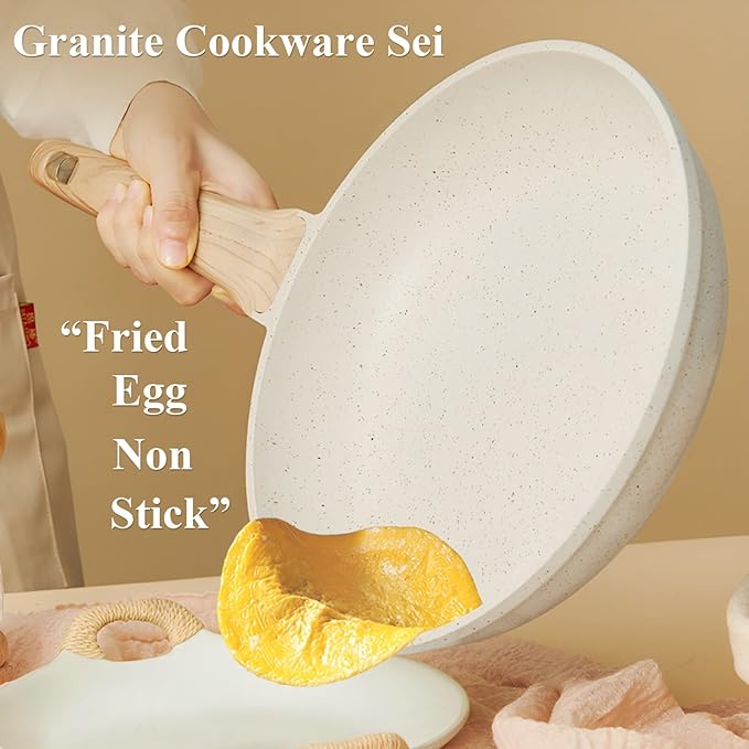 13 pcs Pots and Pans Set Nonstick Cookware Sets White granite Induction Cookware Non Stick Cooking Set Frying Pans &amp Saucepans PFOS PFOA Free (13 PCS)