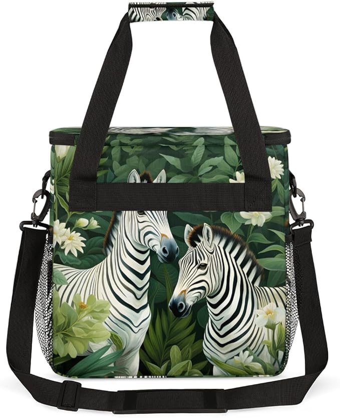 Zebra Coffee Maker Carrying Bag Palm Leaves Portable Travel Storage Tote Bag Compatible with K-Mini or K-Mini Plus Single Serve Coffee Brewer Carrying Case with Multiple Pockets &amp Shoulder Strap