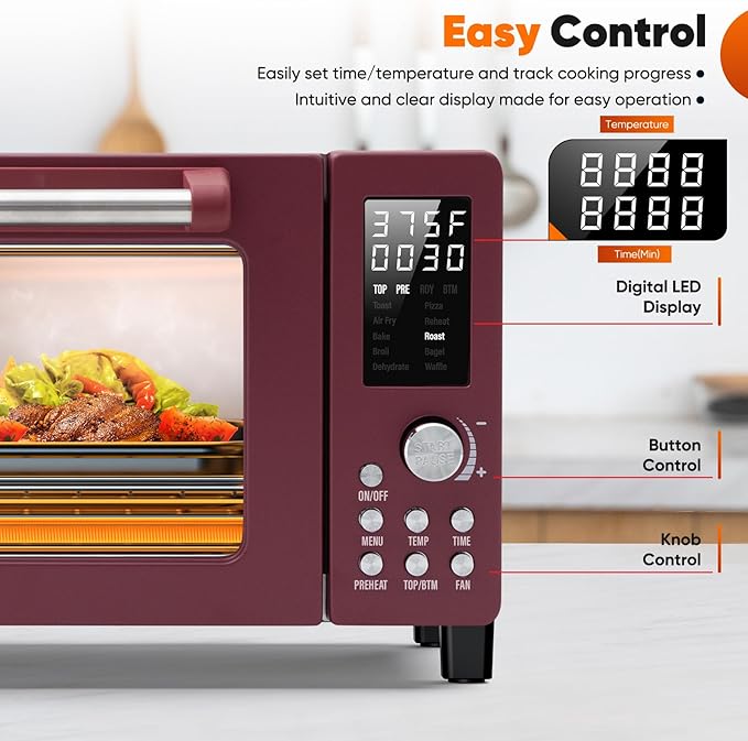Nuwave Bravo Pro Convection Air Fryer Toaster Oven Combo 2025 New and Improved 10-in-1 50°-450°F Temp Controls Quick &amp Even Crisp Technology 21Qt Capacity Cinnamon PFAS Free