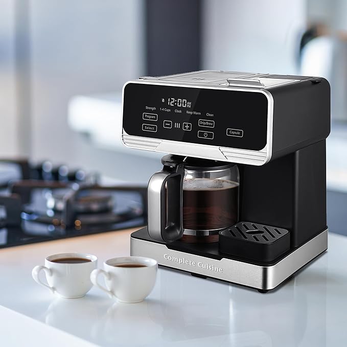 2-in-1 Programmable Coffee Maker 12-Cup Pot &amp Single-Serve Pod Black