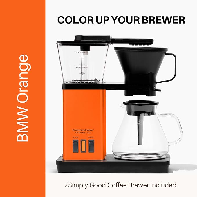 SimplyGoodCoffee Coffee Maker/Coffee Machine. 8 Cup Automatic Drip Pour Over Coffee Brewer With Vinyl Wrap Custom Kit. Easy To Use Gold Cup Standard. Orange