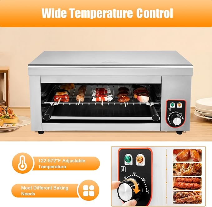 Electric Single Wall Oven 1500W Bake Air Fry Countertop Convection Toaster Oven Medium Capacity Bake Broil Air Fry Toast Keep Warm Stainless Steel