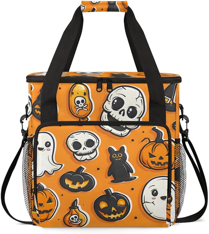 Abstract Pumpkin Coffee Maker Carrying Bag Cartoon Pumpkin Travel Storage Bag Compatible with K-Mini or K-Mini Plus Single Serve Coffee Brewer Carrying Case with Multiple Pockets &amp Shoulder Stra