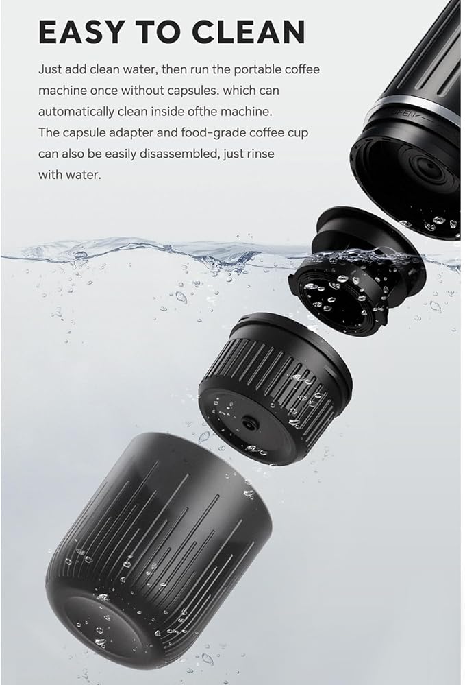 Portable Coffee Machine 250ml Electric Heating Travel Coffee Maker Kitchen Travel Appliances with Storage Bag for Camping Hiking Office Use