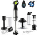 Ganiza Immersion Blender Max 1200W Heavy Duty Hand Blender with Time Display &amp Variable Speed Trigger 9-in-1 Electric Handheld Mixer with Chopper Whisk Frother Beaker Ideal for Soup Puree Smooth