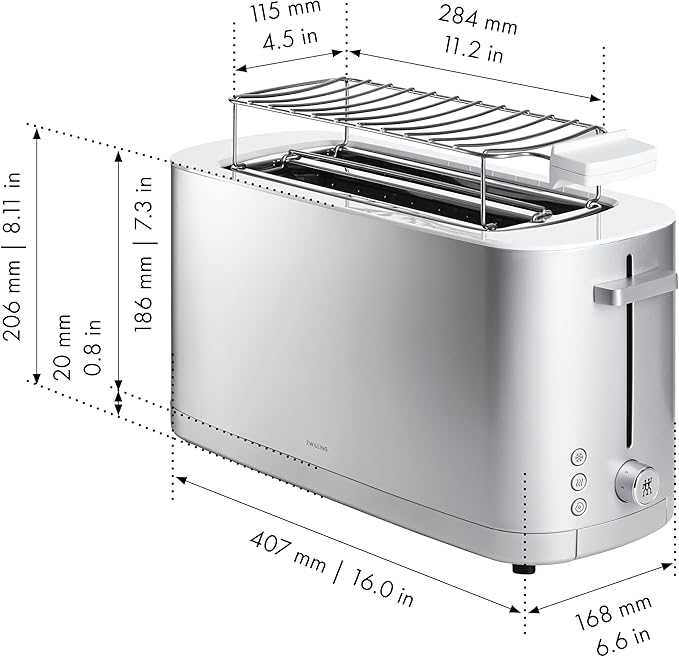 Toaster with bun warmer 2 long slots| EU Enfinigy