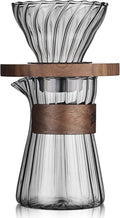 Bincoo Pour Over Coffee Maker Set - 500ML Glass Coffee Server Coffee Carafe with Walnut Dripper and 50PCS Paper Filter Drip Coffee Maker Set for Home Café Restaurant