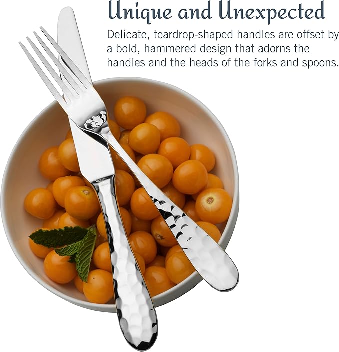 Mikasa Lilah Flatware Service for 8 45 Piece Set 18/10 Stainless Steel Silverware Set with Serving Utensils (Pack of 2)