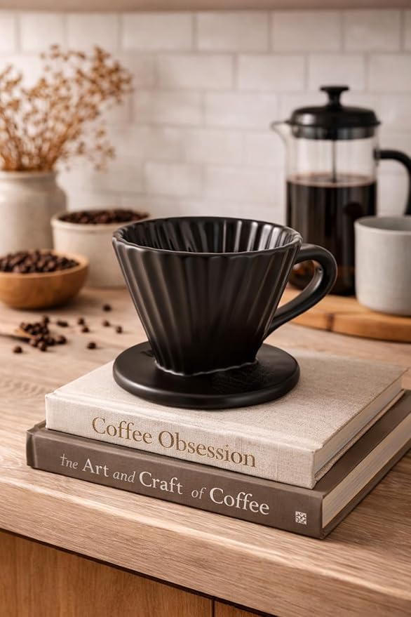 Chantal Lotus ceramic pour over coffee dripper 8 Ounce Matte Black