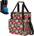 Christmas Snowflake Plaid Green Coffee Maker Carring Bag Travel Carrying Storage Tote Bag Compatible with Keurig K-Mini or K-Mini Plus Portable Single Serve Coffee Brewer Case with Pockets