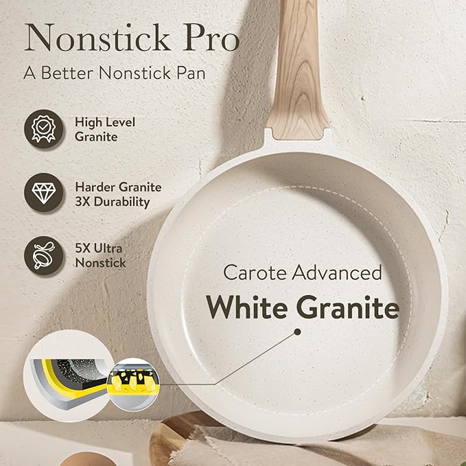 CAROTE 22PCS Cookware Set with Knife Set
