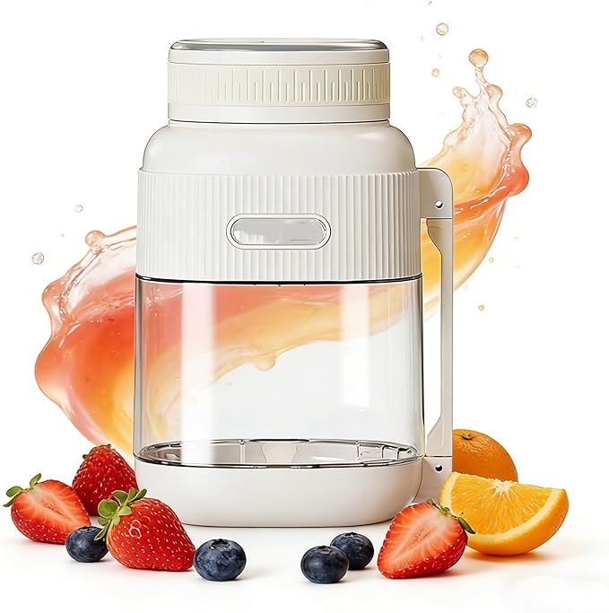 Portable Juicer Blender Electric 700ml Mini Juicer with 80W Power &amp 26 Blades 2 Lids Rechargeable Cup for Smoothies Ideal for Home Office Travel