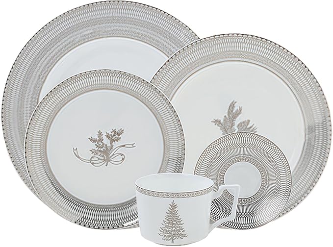 European Style Dinnerware Set Service for 4 Bone China Dinnerware Sets Unbreakable Porcelain Dinner Sets Coffee Cup and Saucer Tableware Set Steak Dinner Plates Dish Set Love in Winte-003