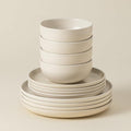 Casafina Ceramic Stoneware 12-Piece Place Setting Service for 4 Pacifica Collection Vanilla | Microwave &amp Dishwasher Safe Dinnerware Set | Food Safe Glazing | Restaurant Quality Tableware