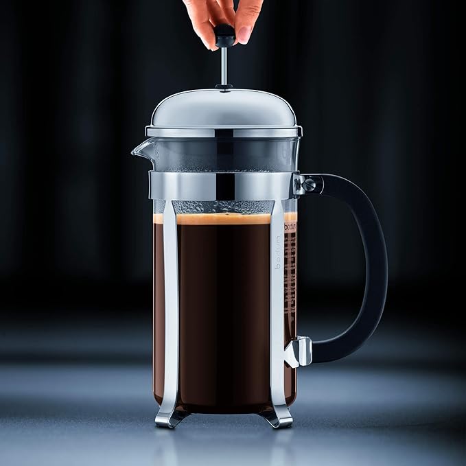 Bodum 34oz Chambord French Press Coffee Maker High-Heat Borosilicate Glass Brushed Stainless Steel – Made in Portugal