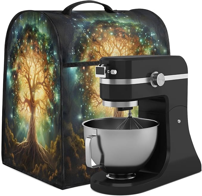 Kitchen Aid Mixer Cover Tree Of Life Green Stand Mixer Cover Compatible with 6-8 Quarts Stand Mixers Dust Covers with Zipper Pocket Foldable Washable Kitchen Aid Organizer Bag