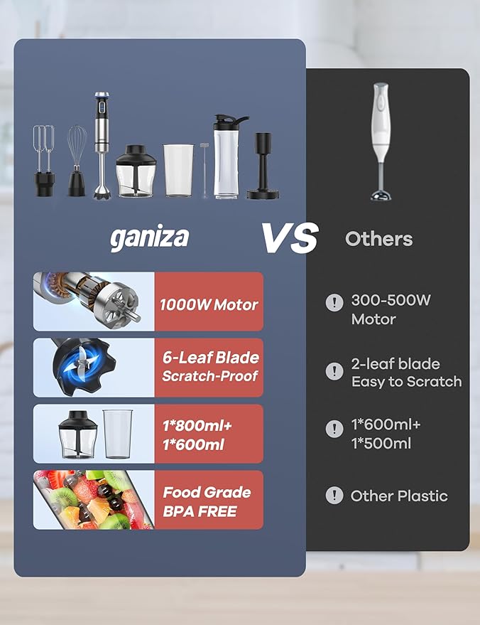 Ganiza GB08 Smoothie Blender and 8 in 1 Hand Blneder