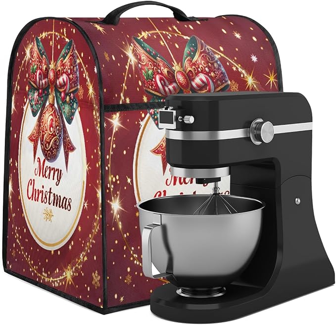 cfpolar Kitchen Aid Mixer Cover Compatible with 6-8 Quarts Christmas Balls Xmas Bows Stand Mixer Cover Kitchen Aid Mixers Accessories Appliance Organizer Bag Dust Covers with Zipper Pocket