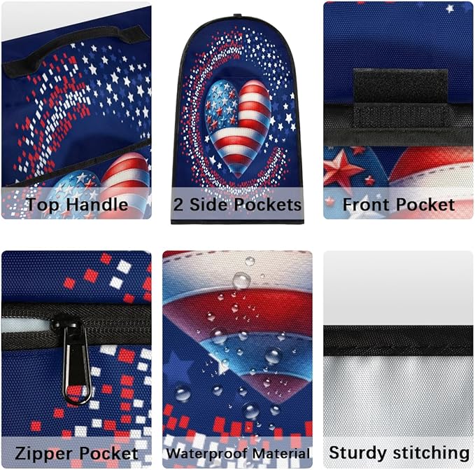 cfpolar Kitchen Aid Mixer Cover Compatible with 6-8 Quarts American Flag Love Heart Stand Mixer Cover Kitchen Aid Mixers Accessories Appliance Organizer Bag Dust Covers with Zipper Pocket