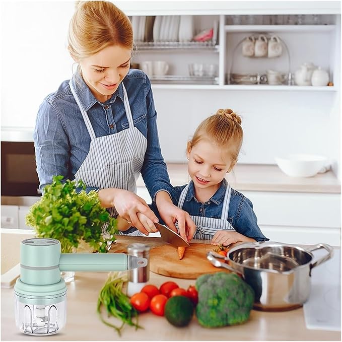 SOYON 3-in-1 Fully Automatic Mixergarlic Chopper MiniCordless Handheld Mixer With Egg Beater And Cream StickFor Kitchen Baking And Cooking(White 250ML)