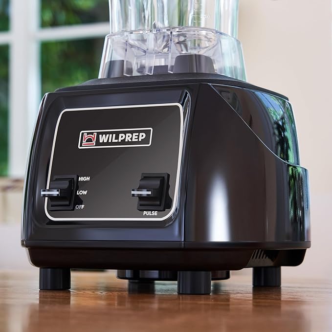 WILPREP Commercial Blender with 2 HP Motor Toggle Switch Adjustable Speed and 64 fl oz BPA Free Tritan Jar for Smoothies Shakes &amp Frozen Drinks Black ETL+NSF Certificated
