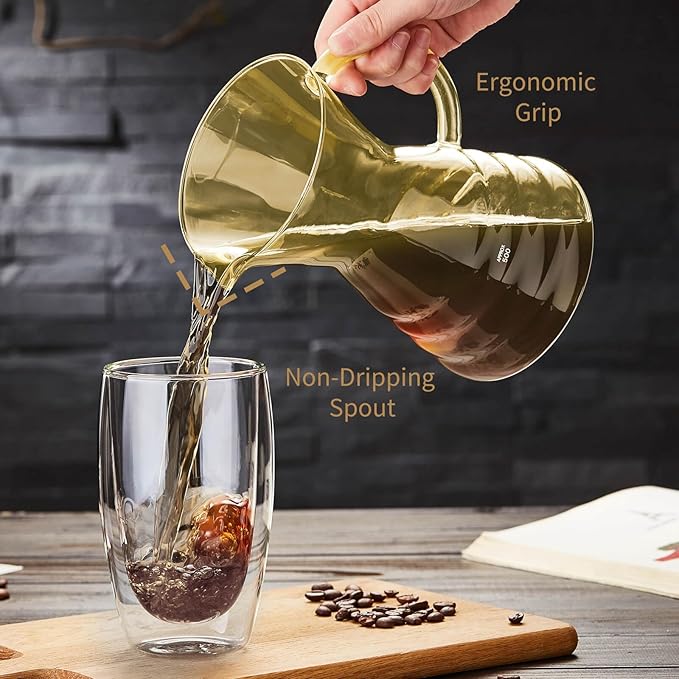 Unbreakable - Pour Over Coffee Maker with Permanent Stainless Filter 27 fl oz Thickened Heat-Resistant Borosilicate Glass Dripper Coffee Brewer Stovetop Safe