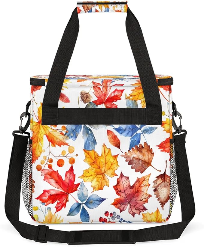 Leaves Watercolor Coffee Maker Carrying Bag Compatible with K-Mini or K-Mini Plus Portable Single Cup Coffee Maker Case with Pockets for K Cup Pods