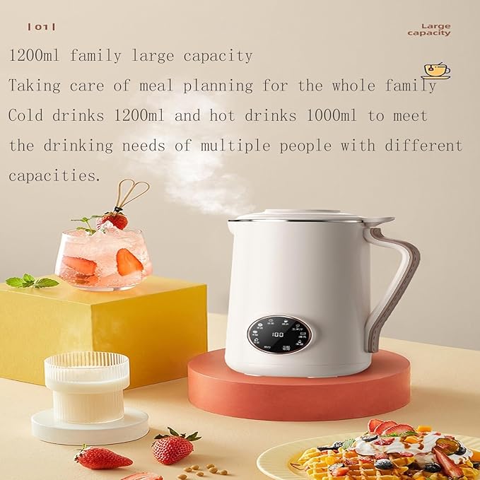 8 in 1 Nut Milk Maker Homemade Almond Oat Coconut Soy Plant Based Milks and Non Dairy Beverages Automatic Soybean Milk Machine with Delay Start/Keep Warm/Boil Water
