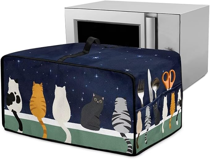 Doojoayie Small Appliance Covers Cute Cat Toaster Oven Cover 4 Slice Kitchen Appliance Dust Protector 18.5x14.5x 9 Compatible with Toaster/Bread Machine