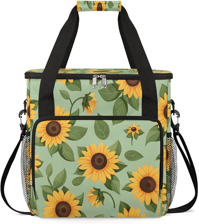 Lovely Sunflowers Coffee Maker Carrying Bag Compatible with K-Mini or K-Mini Plus Portable Single Cup Coffee Maker Case with Pockets for K Cup Pods