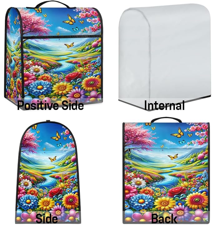 cfpolar Kitchen Aid Mixer Cover Compatible with 6-8 Quarts Butterfly Flower Cherry Blossom Stand Mixer Cover Kitchen Aid Mixers Accessories Appliance Organizer Bag Dust Covers with Zipper Pocket