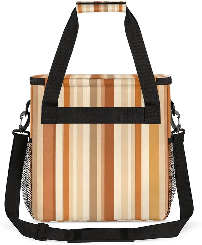 Stripes Coffee Maker Travel Bag for Keurig K-Mini/K-Mini Plus Insulated Waterproof Tote with Pockets for K-Cup Portable Single-Serve Brewer Case